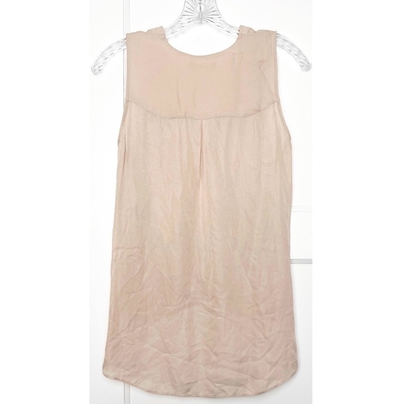 NWT L'AGENCE Blush Beige Silk Chiffon Sleeveless V-Neck Draped Wrap Front Top XS - Picture 8 of 11
